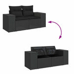 7 részes fekete polyrattan kerti ülőgarnitúra párnával 9