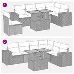 7 részes fekete polyrattan kerti ülőgarnitúra párnával 11