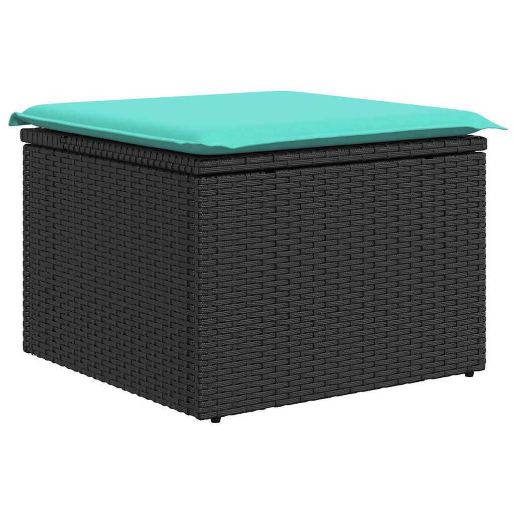 7 részes fekete polyrattan kerti ülőgarnitúra párnával 6