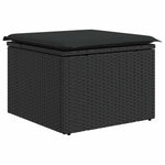 9 részes fekete polyrattan akácfa kerti ülőgarnitúra párnákkal 7