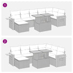 8 részes szürke polyrattan akácfa kerti ülőgarnitúra párnákkal 13