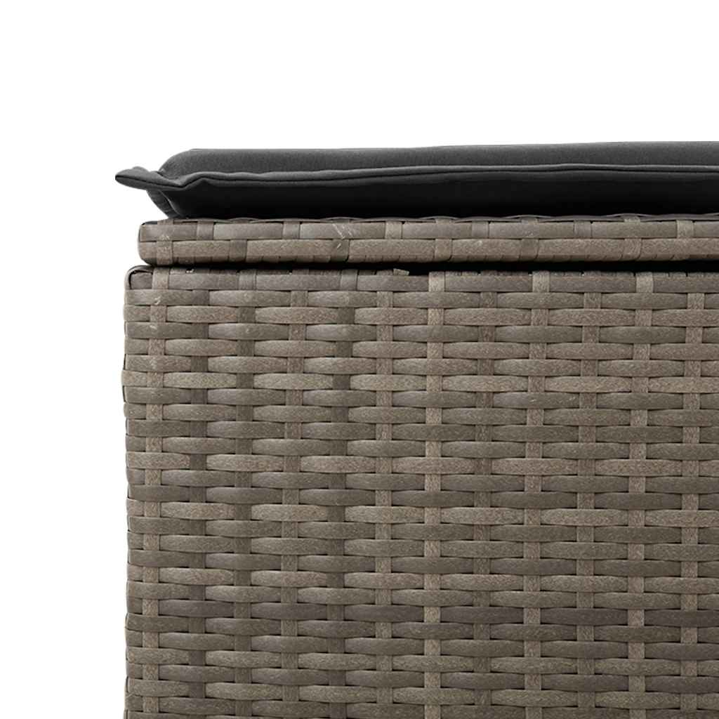 6 részes szürke polyrattan akácfa kerti ülőgarnitúra párnákkal 11