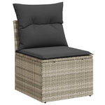 7 részes világosszürke polyrattan kerti ülőgarnitúra párnákkal 3