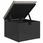 9 részes fekete polyrattan kerti ülőgarnitúra párnákkal 10