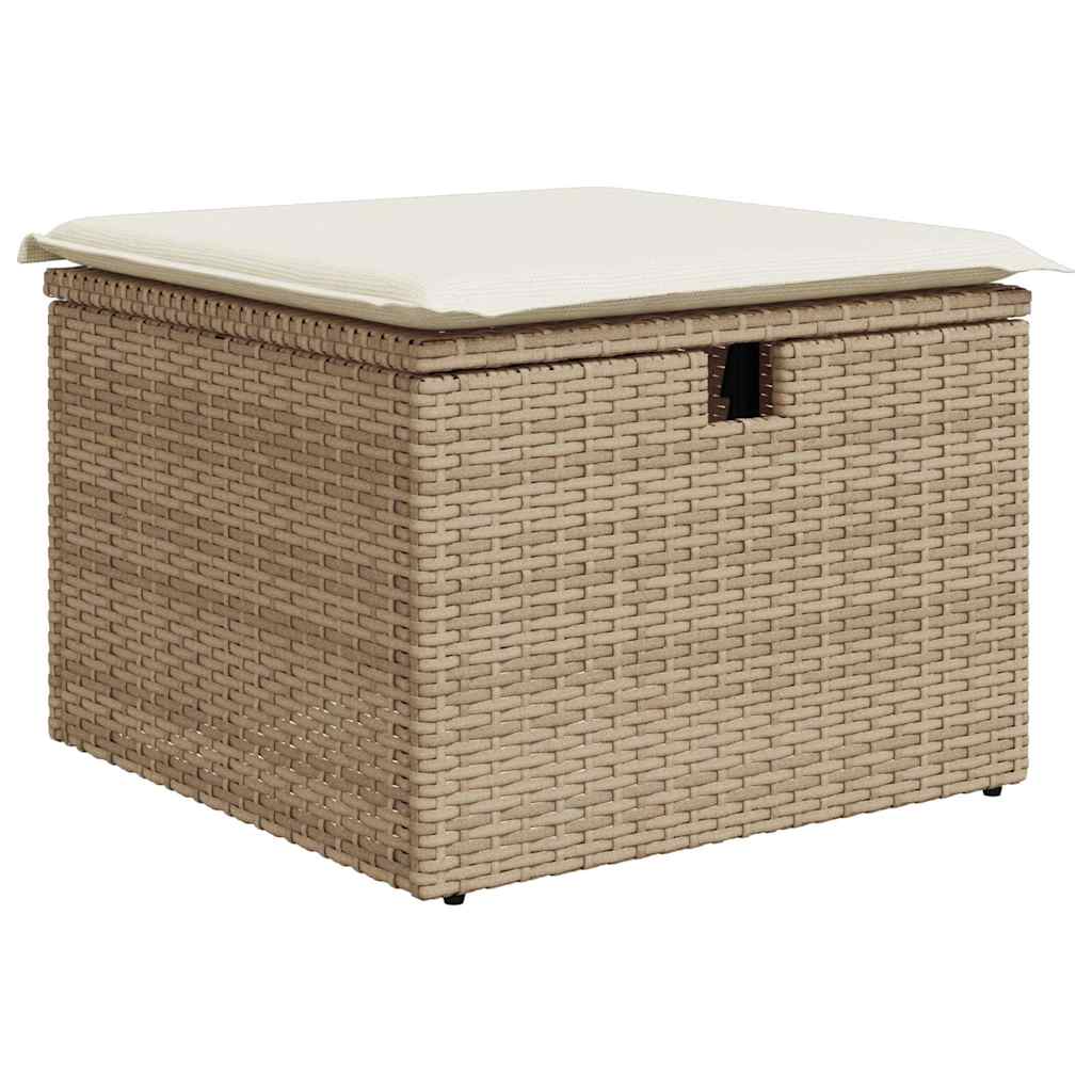 9 részes bézs polyrattan kerti ülőgarnitúra párnákkal 6