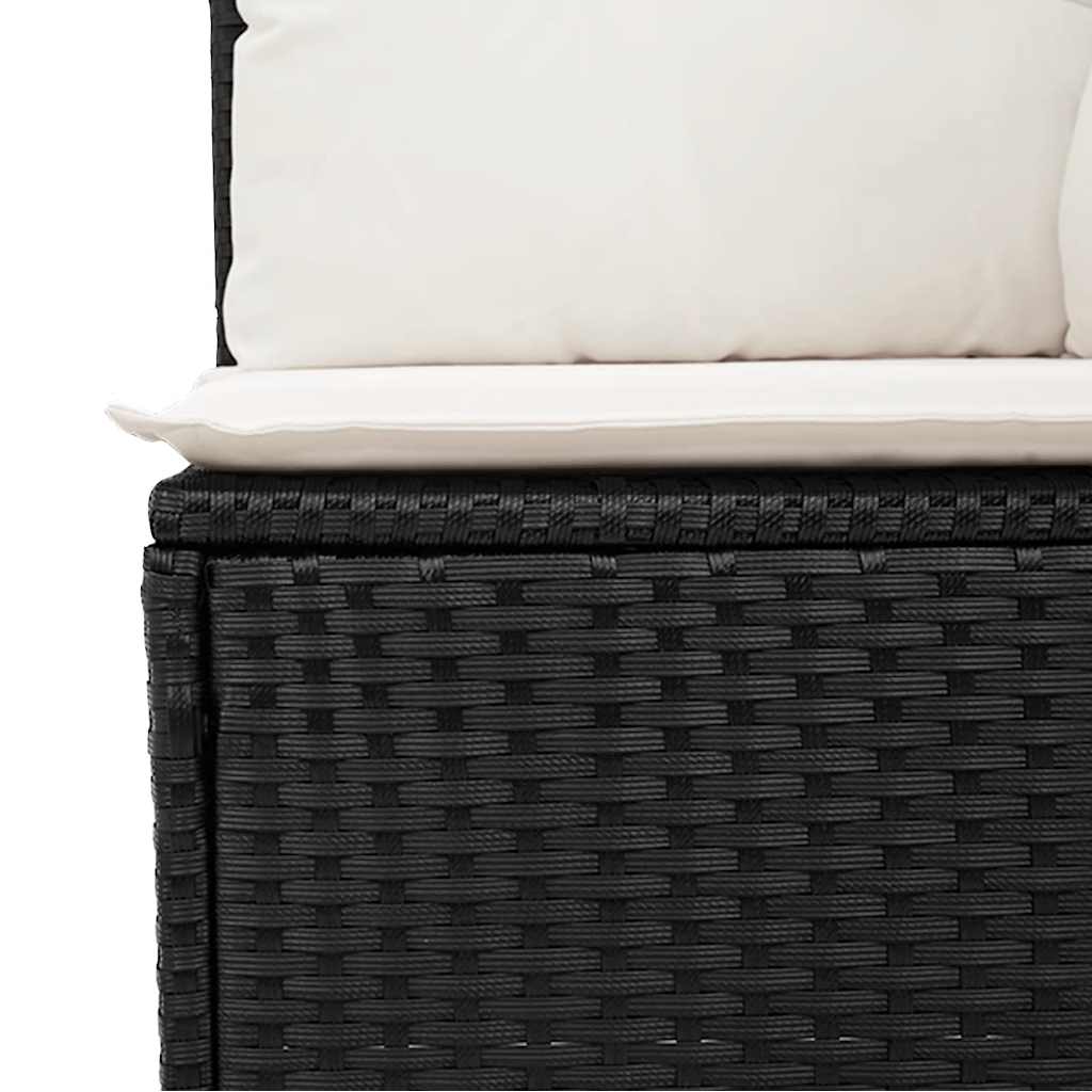 6 részes fekete polyrattan kerti ülőgarnitúra párnákkal 13