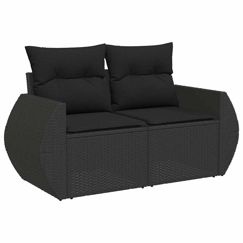 9 részes fekete polyrattan kerti ülőgarnitúra párnákkal 5