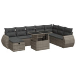 9 részes szürke polyrattan kerti ülőgarnitúra párnákkal 2