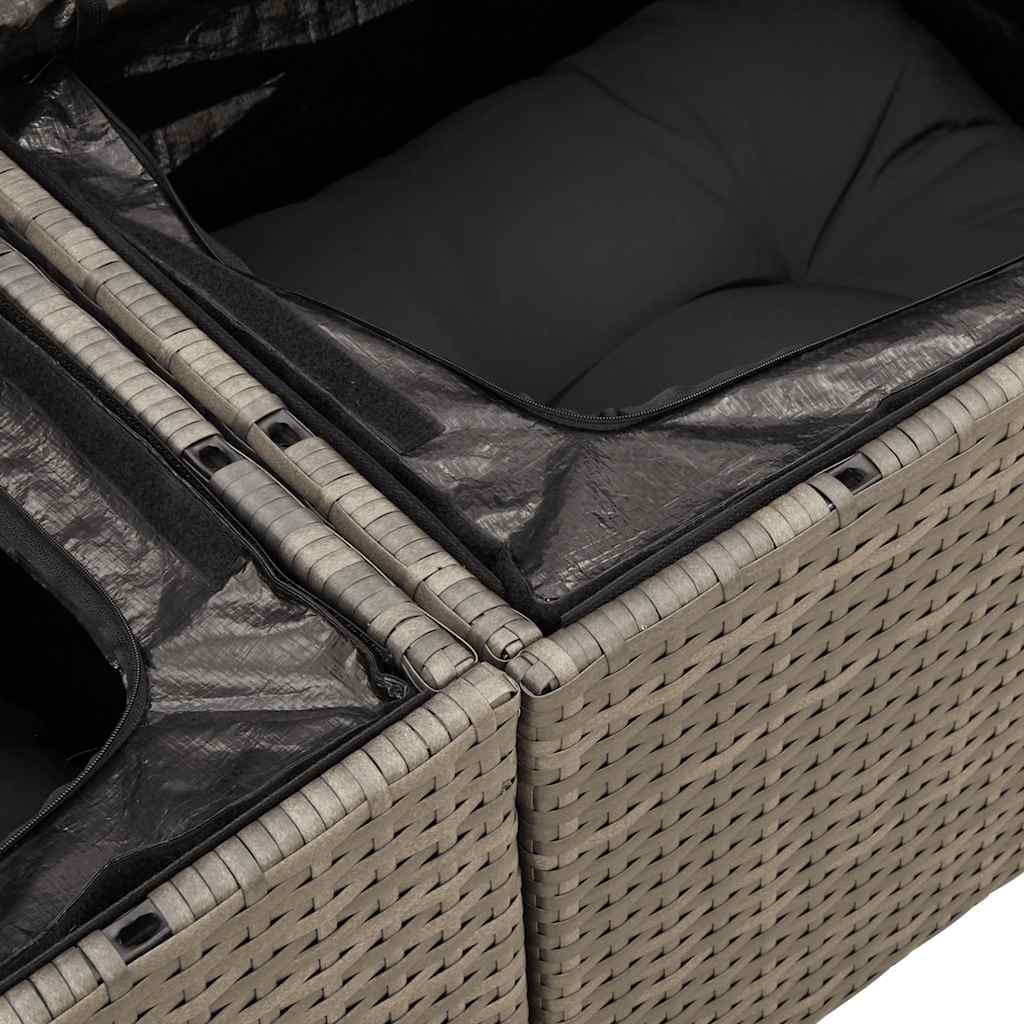 9 részes szürke polyrattan kerti ülőgarnitúra párnákkal 14