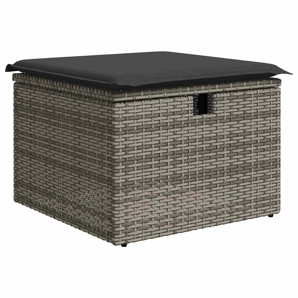 9 részes szürke polyrattan kerti ülőgarnitúra párnákkal 6