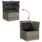 9 részes szürke polyrattan kerti ülőgarnitúra párnákkal 9