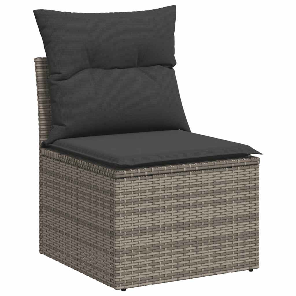 9 részes szürke polyrattan kerti ülőgarnitúra párnákkal 3