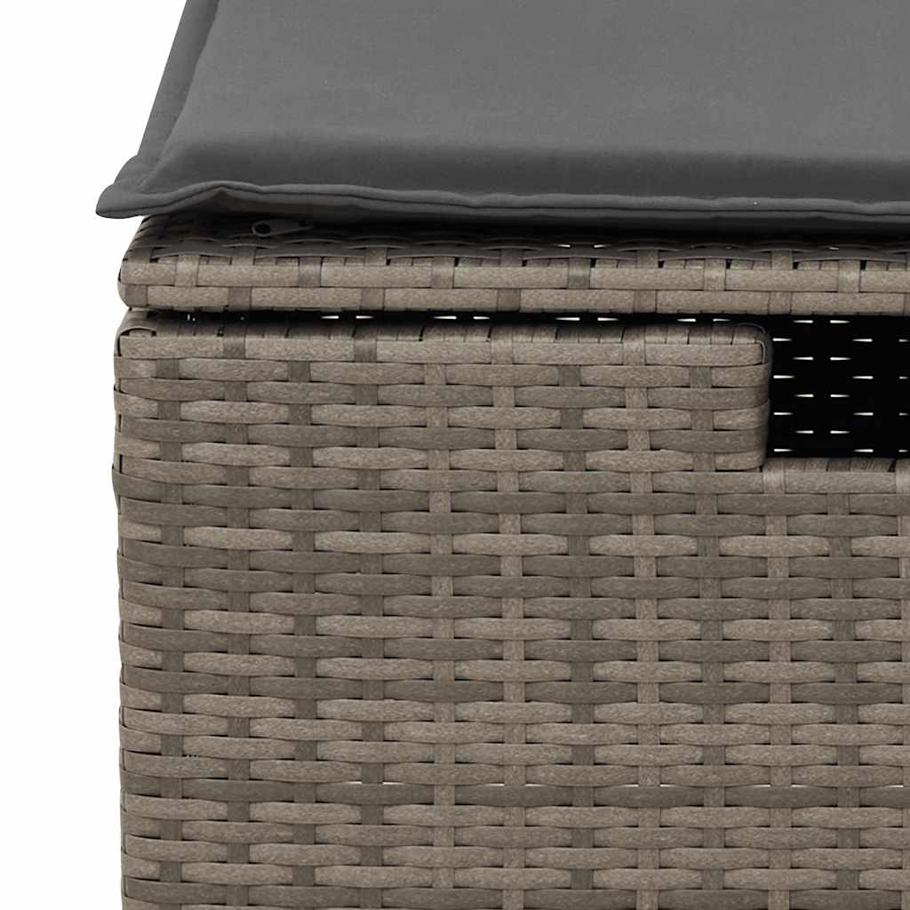 6 részes szürke polyrattan akácfa kerti ülőgarnitúra párnákkal 13