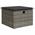 6 részes szürke polyrattan akácfa kerti ülőgarnitúra párnákkal 5
