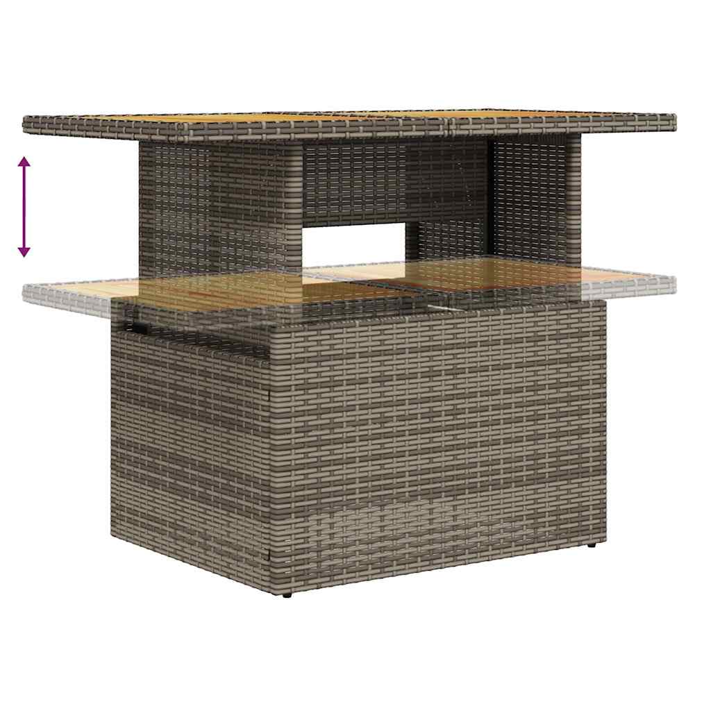 6 részes szürke polyrattan akácfa kerti ülőgarnitúra párnákkal 10