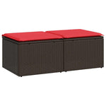 2 részes barna polyrattan akácfa kerti ülőgarnitúra párnákkal 2