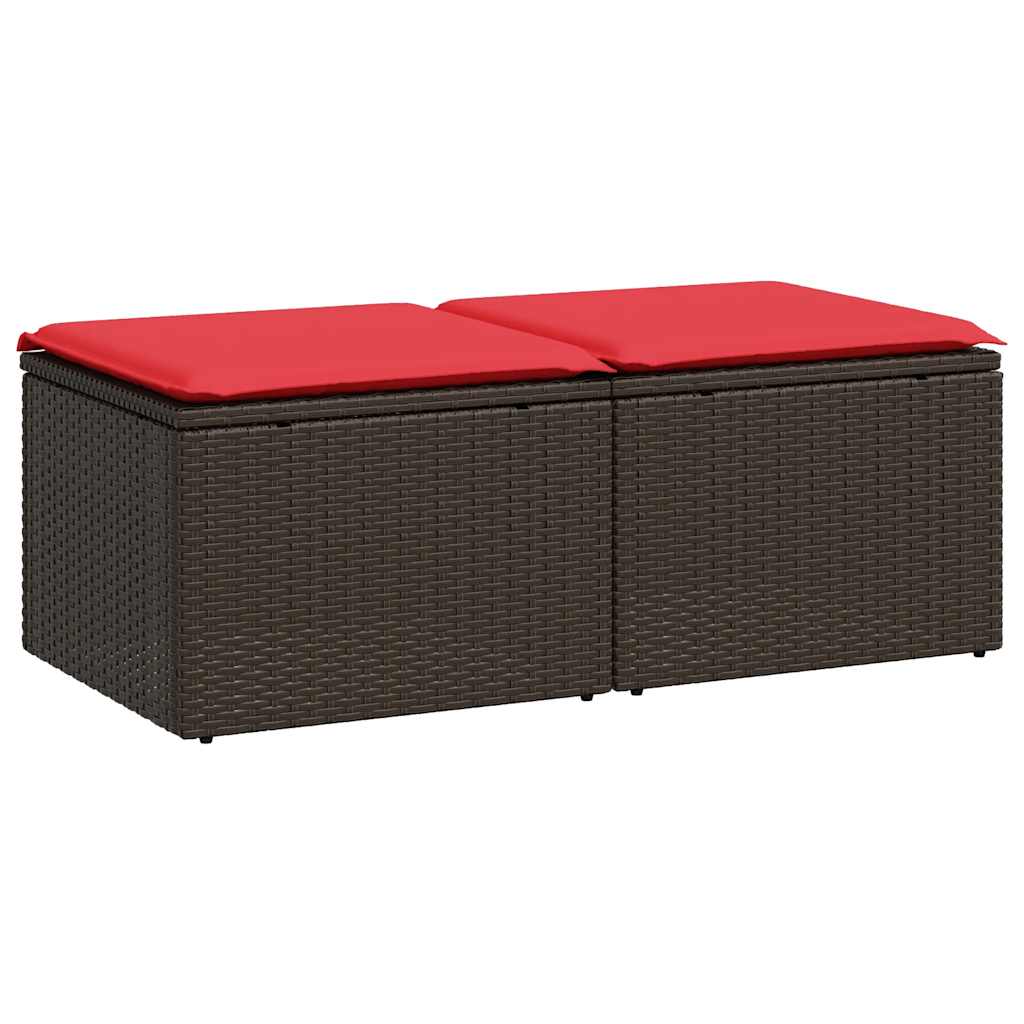 2 részes barna polyrattan akácfa kerti ülőgarnitúra párnákkal 2