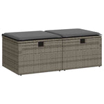 2 részes szürke polyrattan akácfa kerti ülőgarnitúra párnákkal 2