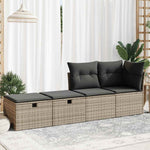 2 részes szürke polyrattan akácfa kerti ülőgarnitúra párnákkal 3