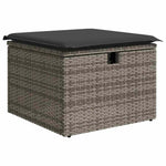 2 részes szürke polyrattan akácfa kerti ülőgarnitúra párnákkal 4