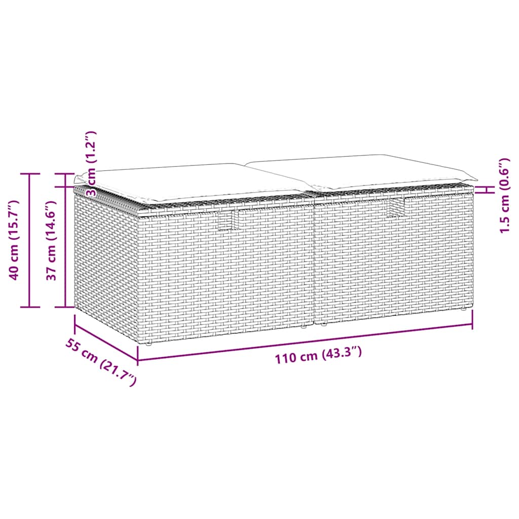 2 részes szürke polyrattan akácfa kerti ülőgarnitúra párnákkal 7