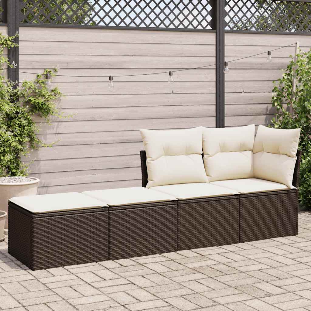 2 részes barna polyrattan akácfa kerti ülőgarnitúra párnákkal 3
