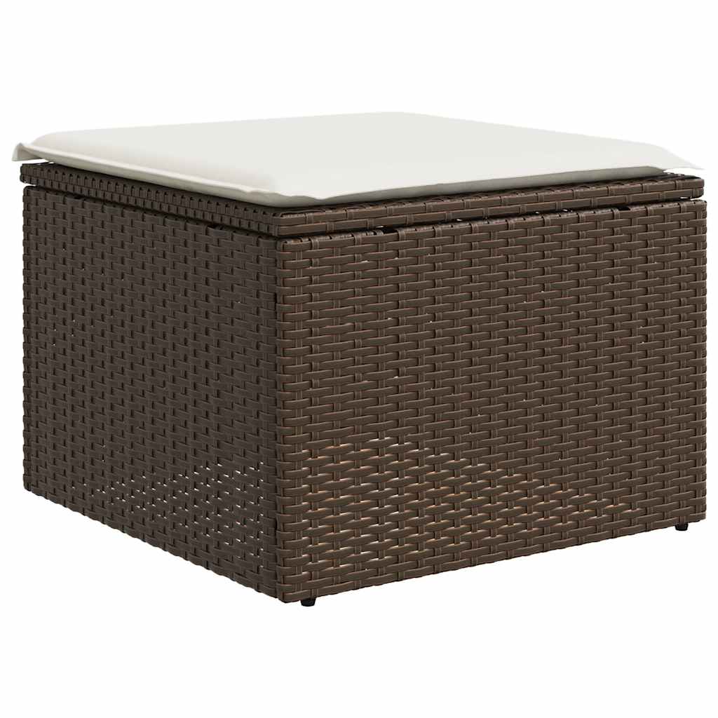 2 részes barna polyrattan akácfa kerti ülőgarnitúra párnákkal 4
