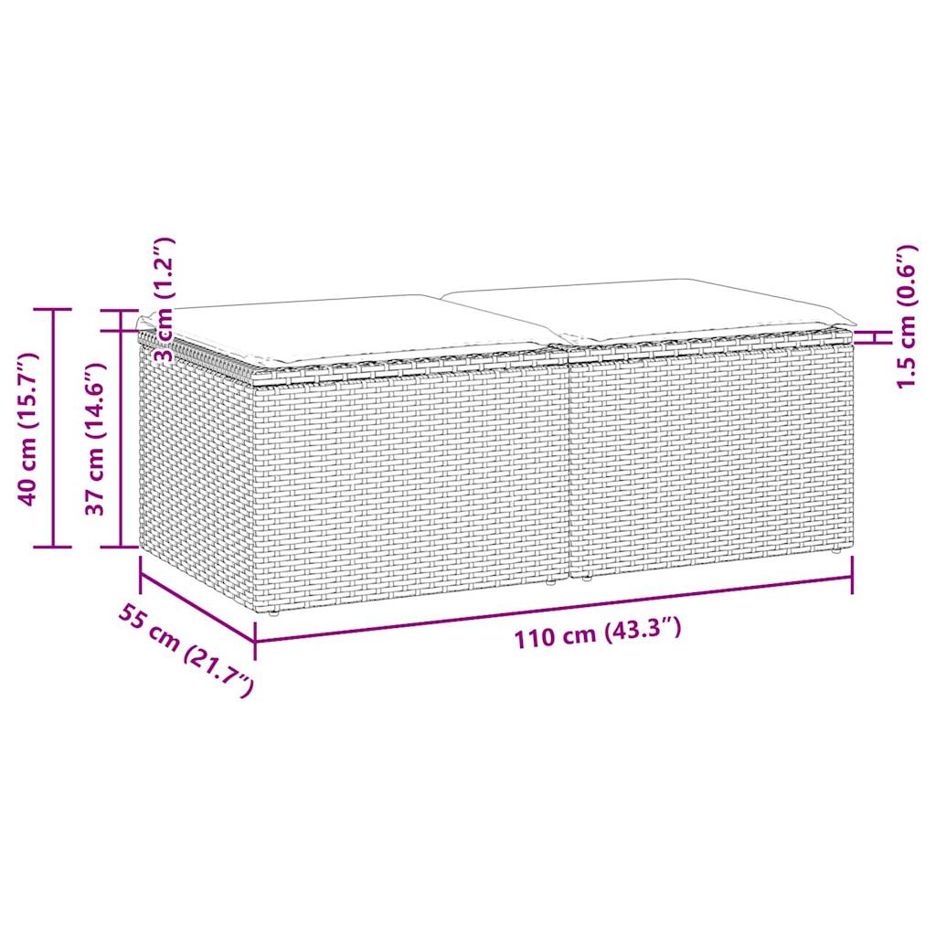 2 részes barna polyrattan akácfa kerti ülőgarnitúra párnákkal 6