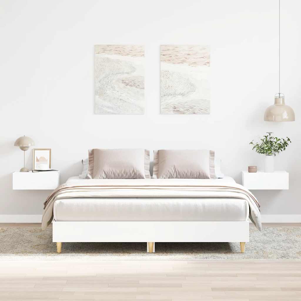 Fehér szerelt fa ágykeret matrac nélkül 150 x 200 cm