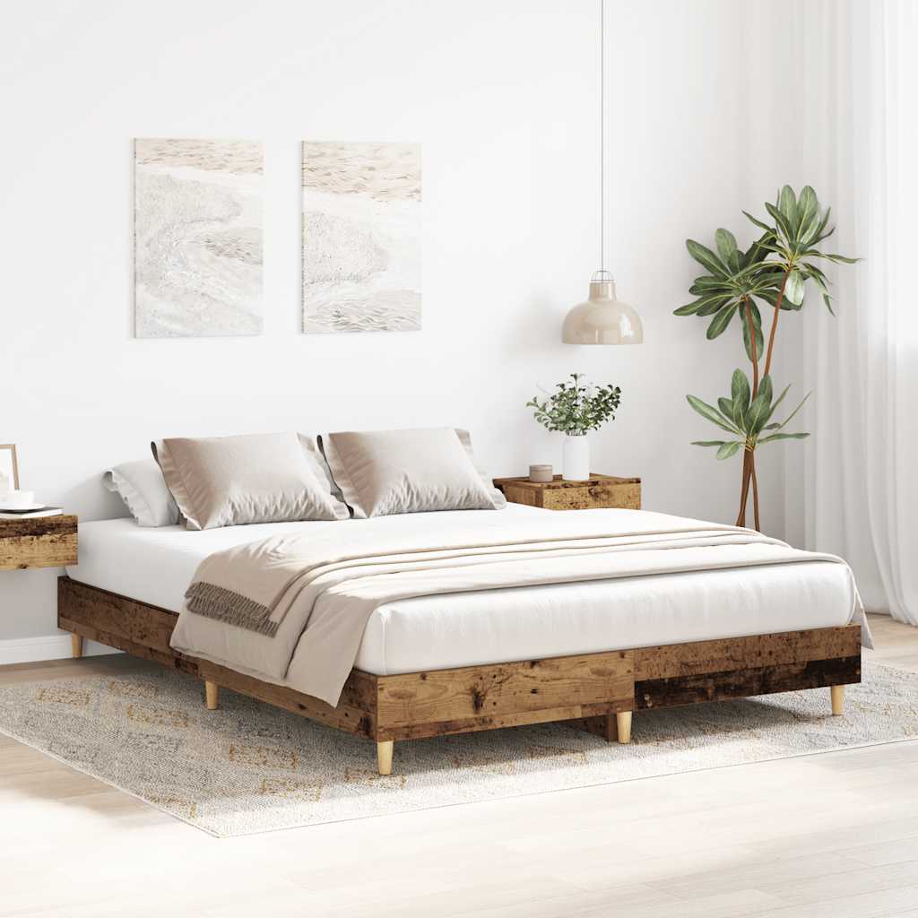Antik fa szerelt fa ágykeret matrac nélkül 150x200 cm 3