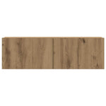 8 részes kézműves tölgy színű szerelt fa fali TV-szekrényszett 7