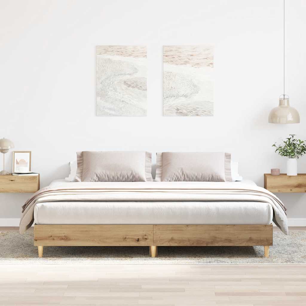 Kézműves tölgy szerelt fa ágykeret matrac nélkül 180x200 cm