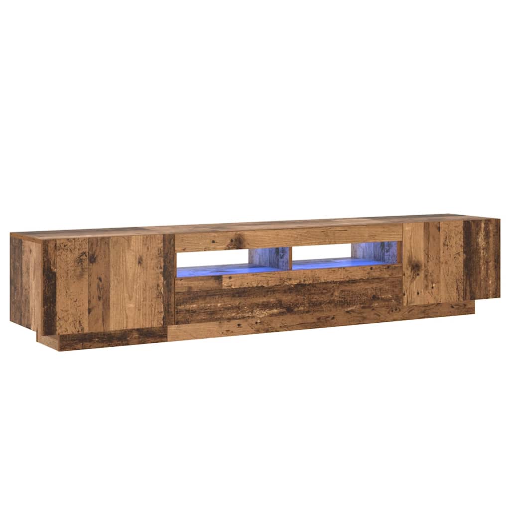 Antik fa színű szerelt fa TV-szekrény LED-ekkel 200x35x40 cm 2