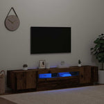 Antik fa színű szerelt fa TV-szekrény LED-ekkel 200x35x40 cm 3