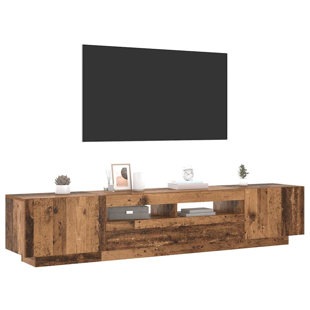 Antik fa színű szerelt fa TV-szekrény LED-ekkel 200x35x40 cm 5