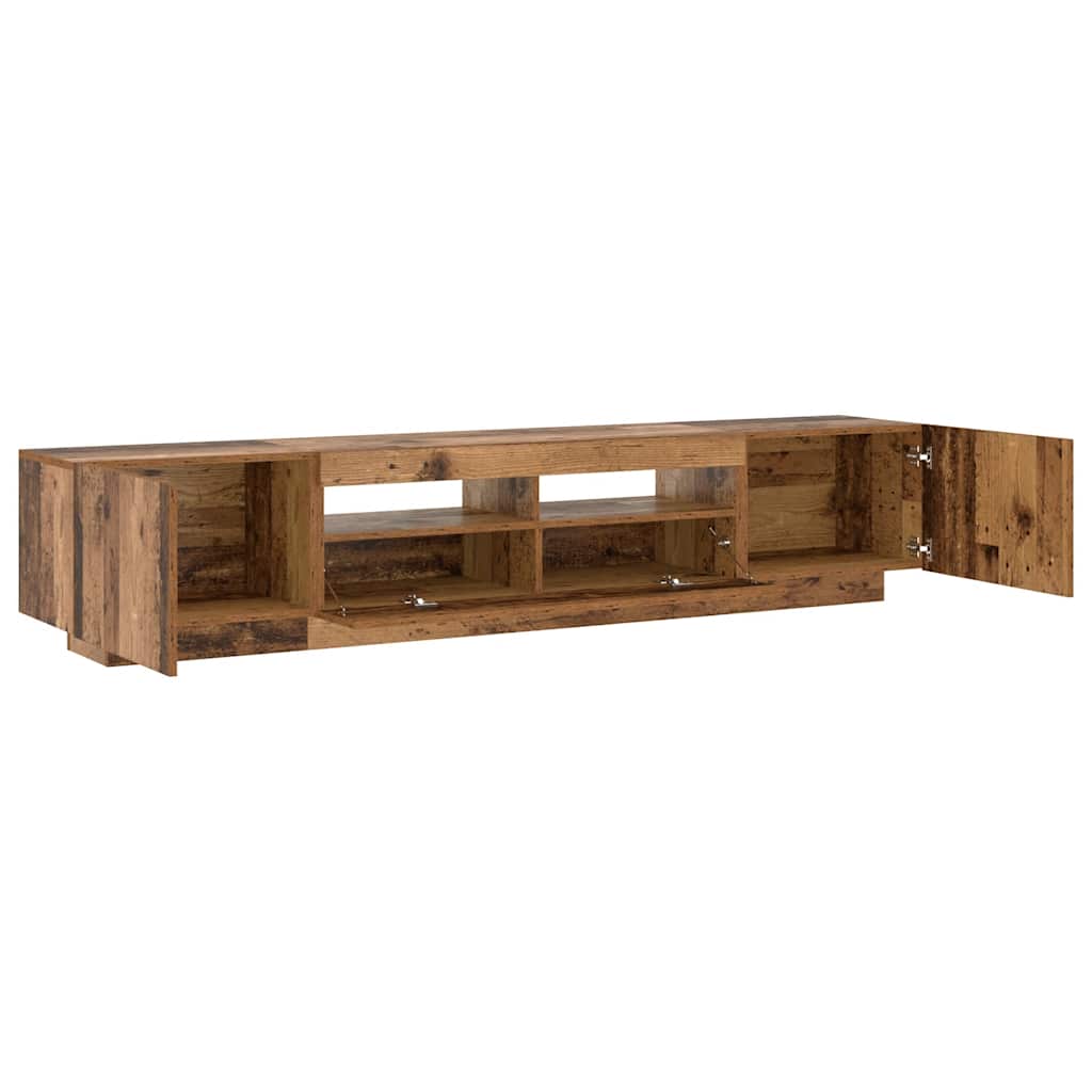 Antik fa színű szerelt fa TV-szekrény LED-ekkel 200x35x40 cm 6
