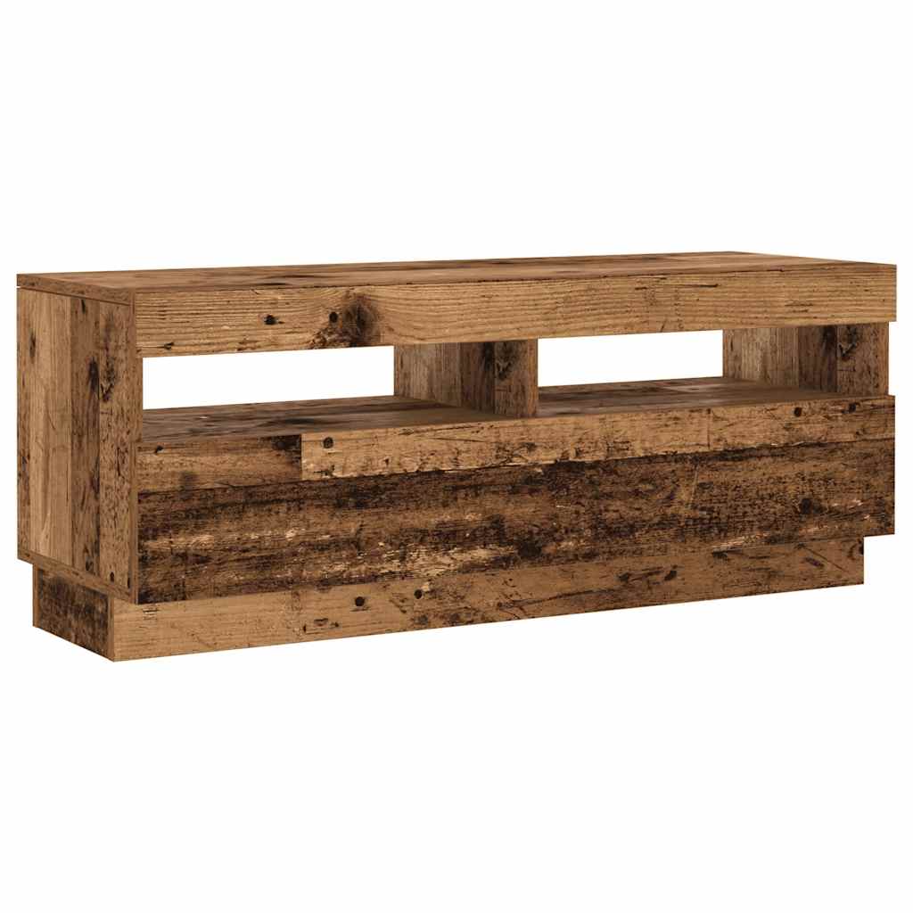 Antik fa színű szerelt fa TV-szekrény LED-ekkel 200x35x40 cm 8