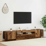 Antik fa színű szerelt fa TV-szekrény LED-ekkel 200x35x40 cm