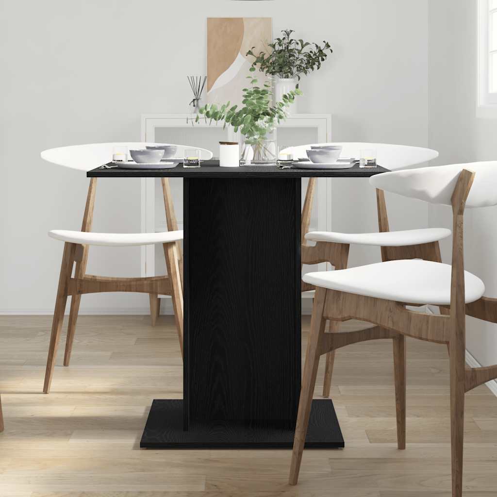 Fekete tölgyfa étkezőasztal 80 x 80 x 75 cm rétegelt fa 3