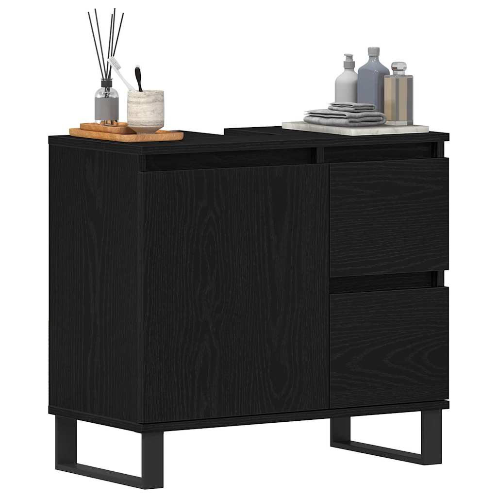 Fürdőszobai mosdószekrény Fekete tölgy 65 x 33 x 60 cm Faanyag 3