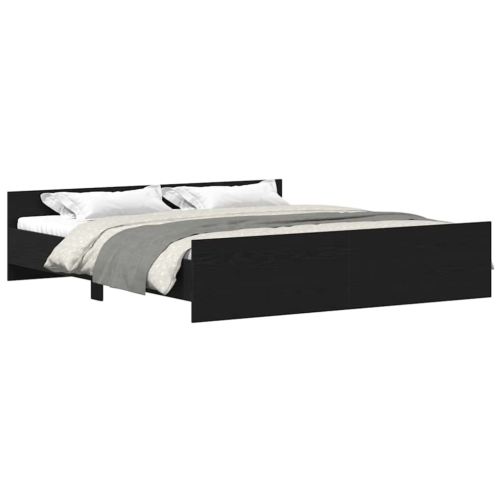 Fekete tölgy színű szerelt fa ágykeret matrac nélkül 200x200 cm 4