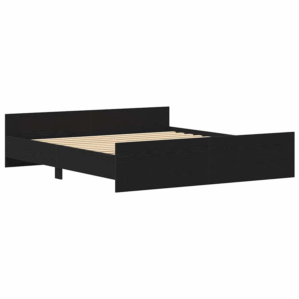 Fekete tölgy színű szerelt fa ágykeret matrac nélkül 200x200 cm 5