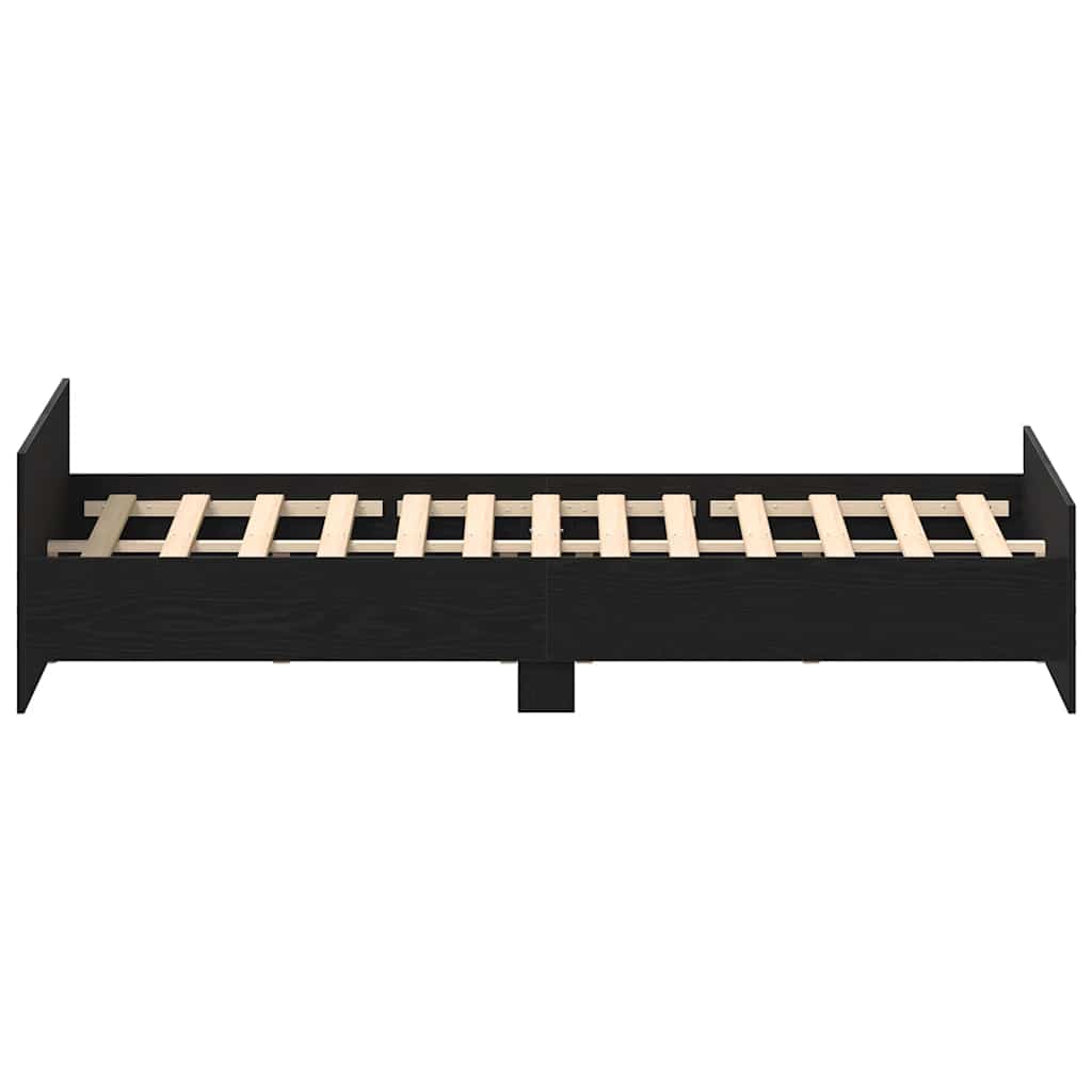 Fekete tölgy színű szerelt fa ágykeret matrac nélkül 200x200 cm 8