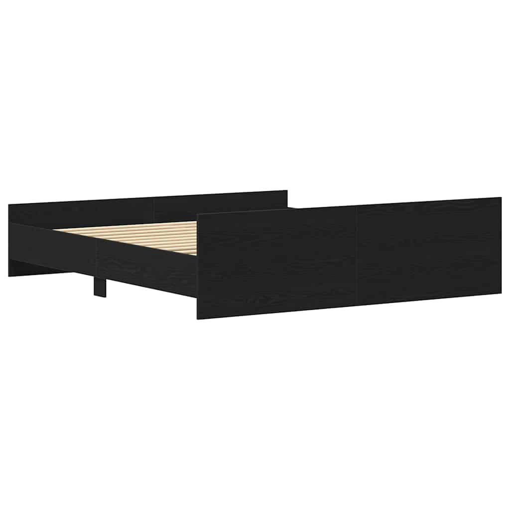 Fekete tölgy színű szerelt fa ágykeret matrac nélkül 200x200 cm 7