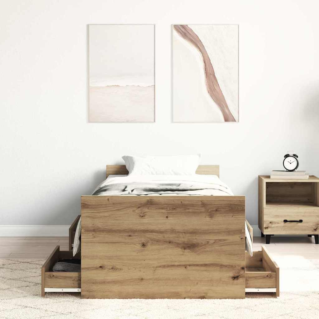 Ágykeret fiókkal Artisan tölgy 193 x 78 x 50 cm Szerelt Fa 3