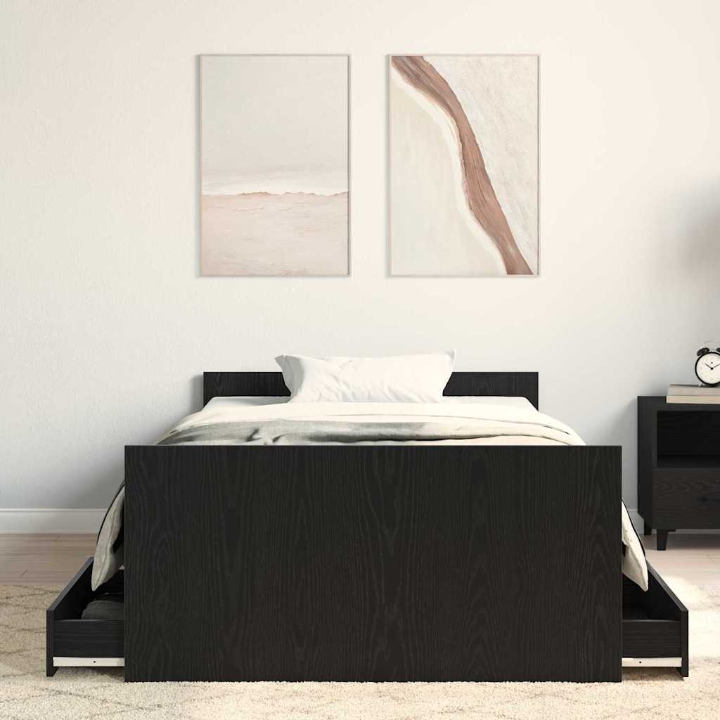 Ágykeret fiókkal Fekete tölgy 193 x 93 x 50 cm Szerelt Fa 3