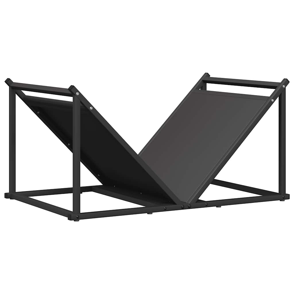 Fekete hidegen hengerelt acél tűzifatároló 70x43x34,5 cm 2