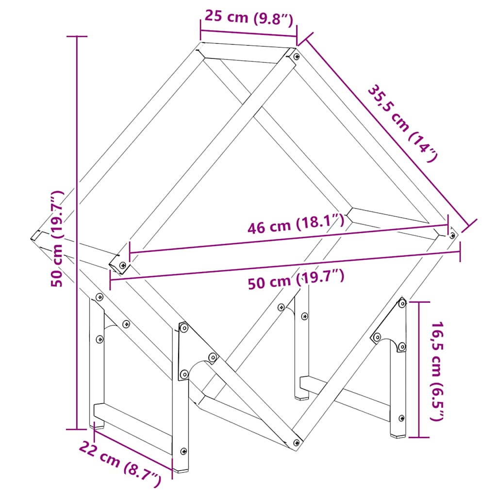 Fekete hidegen hengerelt acél tűzifatároló 50x25x50 cm 11