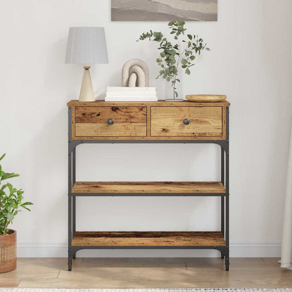 Konzolasztal fiókkal Öreg fa 72.5 x 25 x 75 cm Faanyag 4
