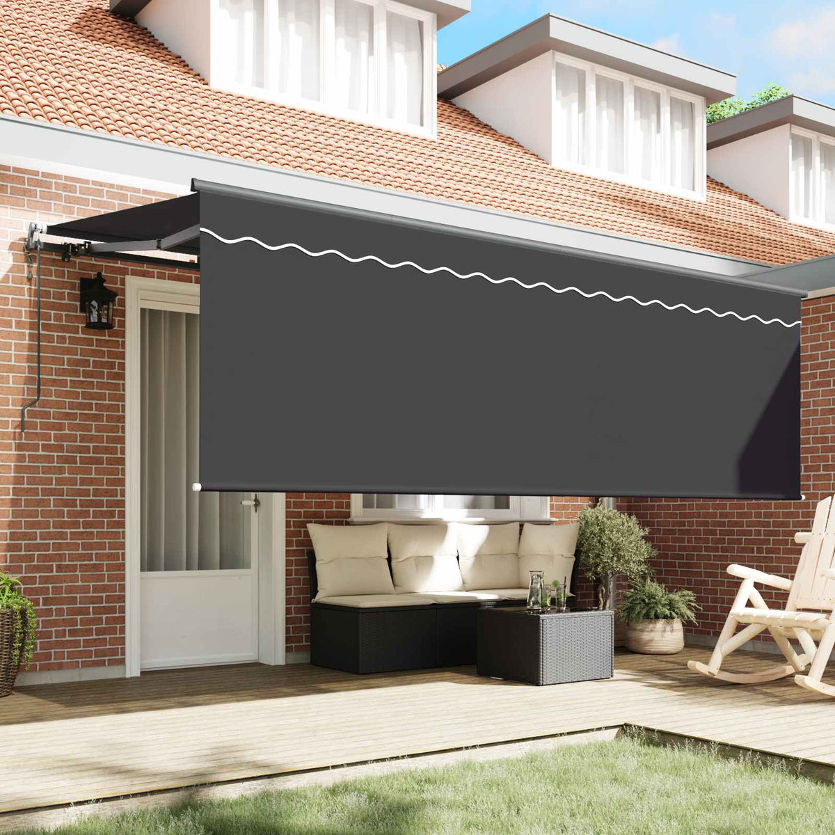 Behúzható napellenző Antracit 350 x 200 cm Pamut és Alumínium 3